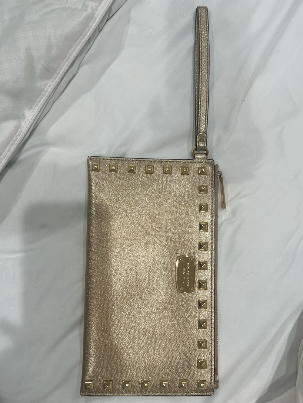 Michael Kors Metallic Gold Studded Wristlet Clutch